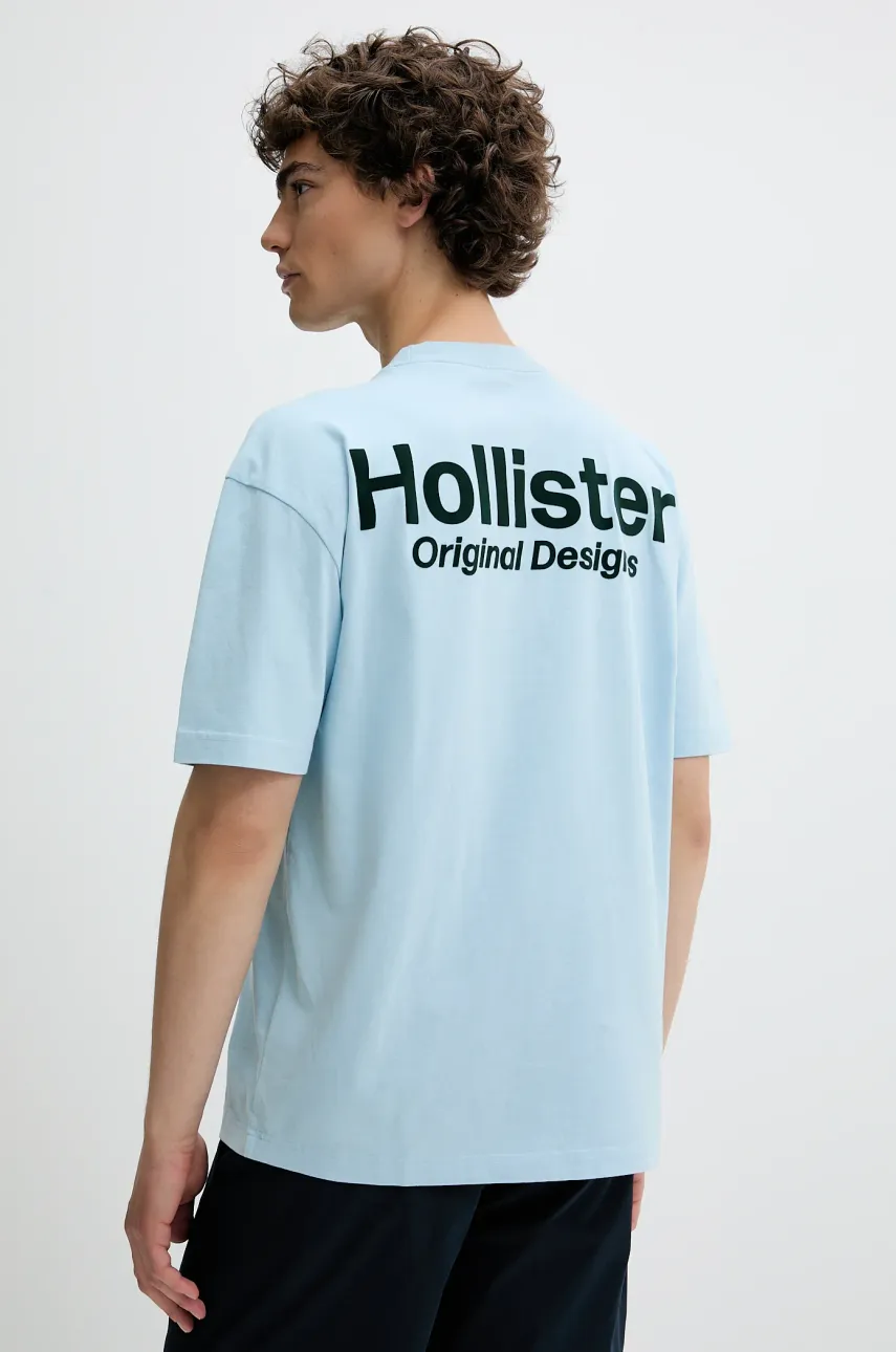 Βαμβακερό μπλουζάκι Hollister Co. ανδρικό, χρώμα: μπλε, KI323-5007