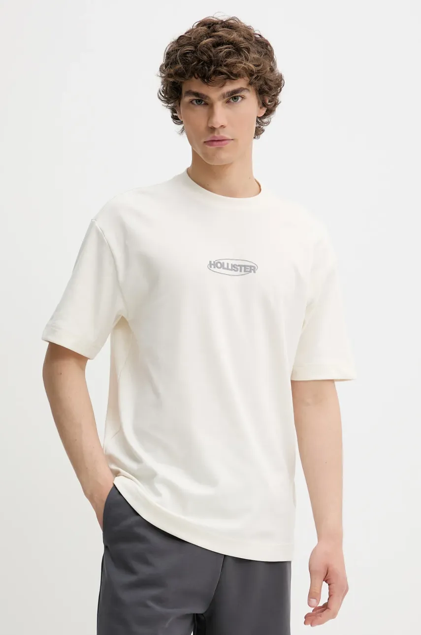Μπλουζάκι Hollister Co. χρώμα: μπεζ, KI323-5272
