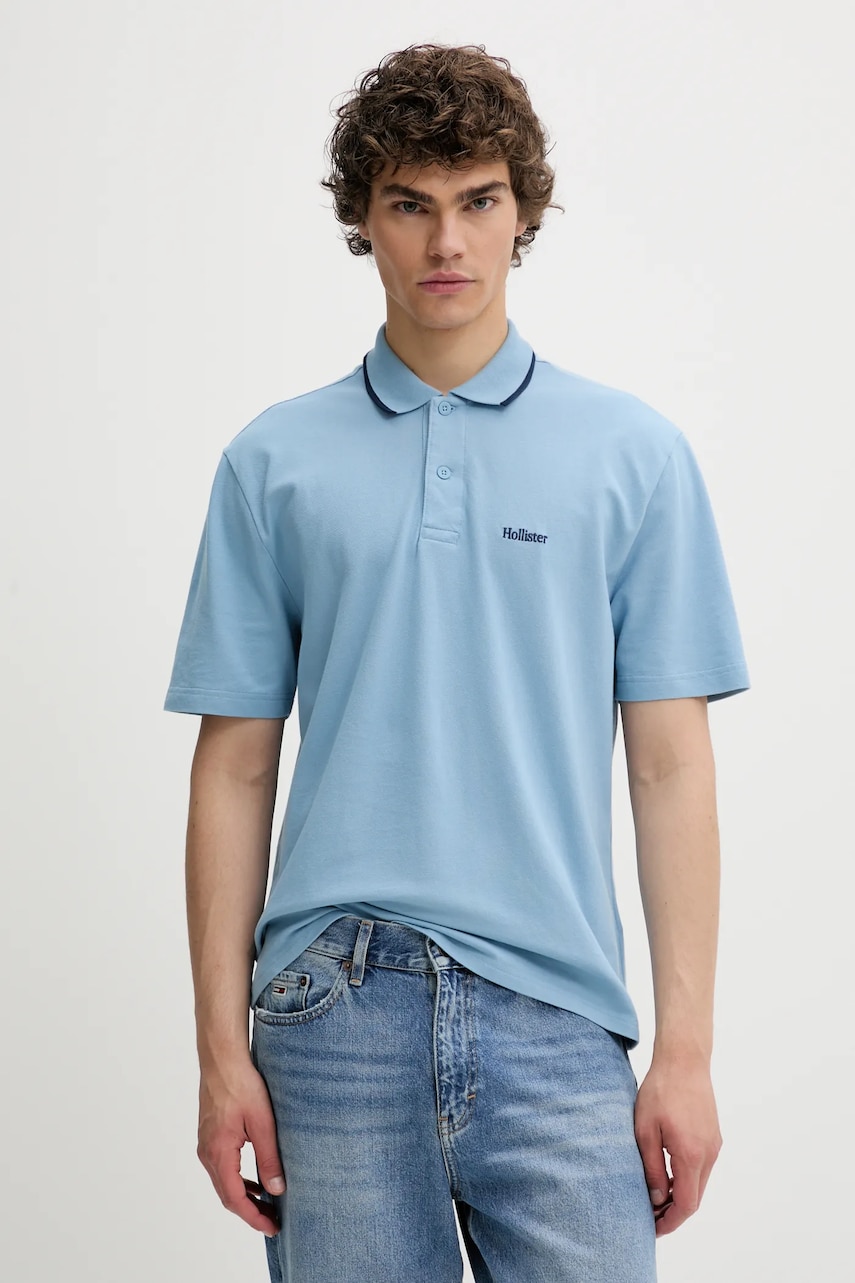 Πόλο Hollister Co. χρώμα: μπλε, KI324-5199