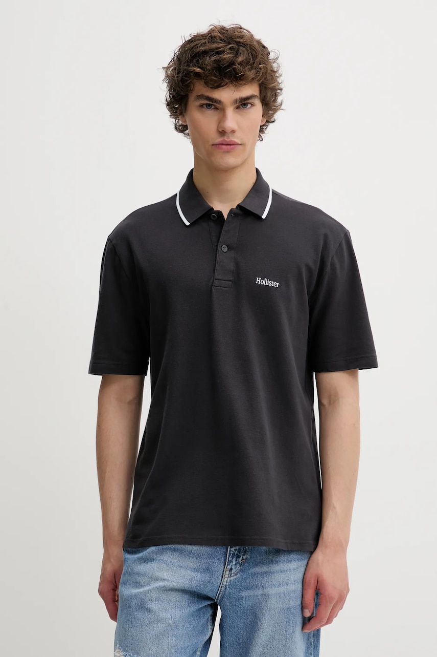 Πόλο Hollister Co. χρώμα: γκρι, KI324-5199