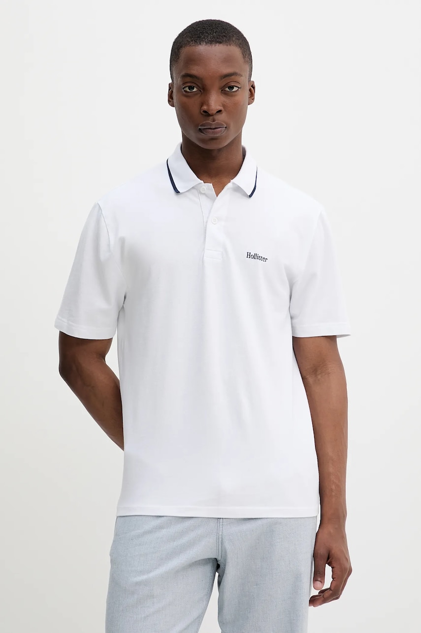 Πόλο Hollister Co. χρώμα: άσπρο, KI324-5199