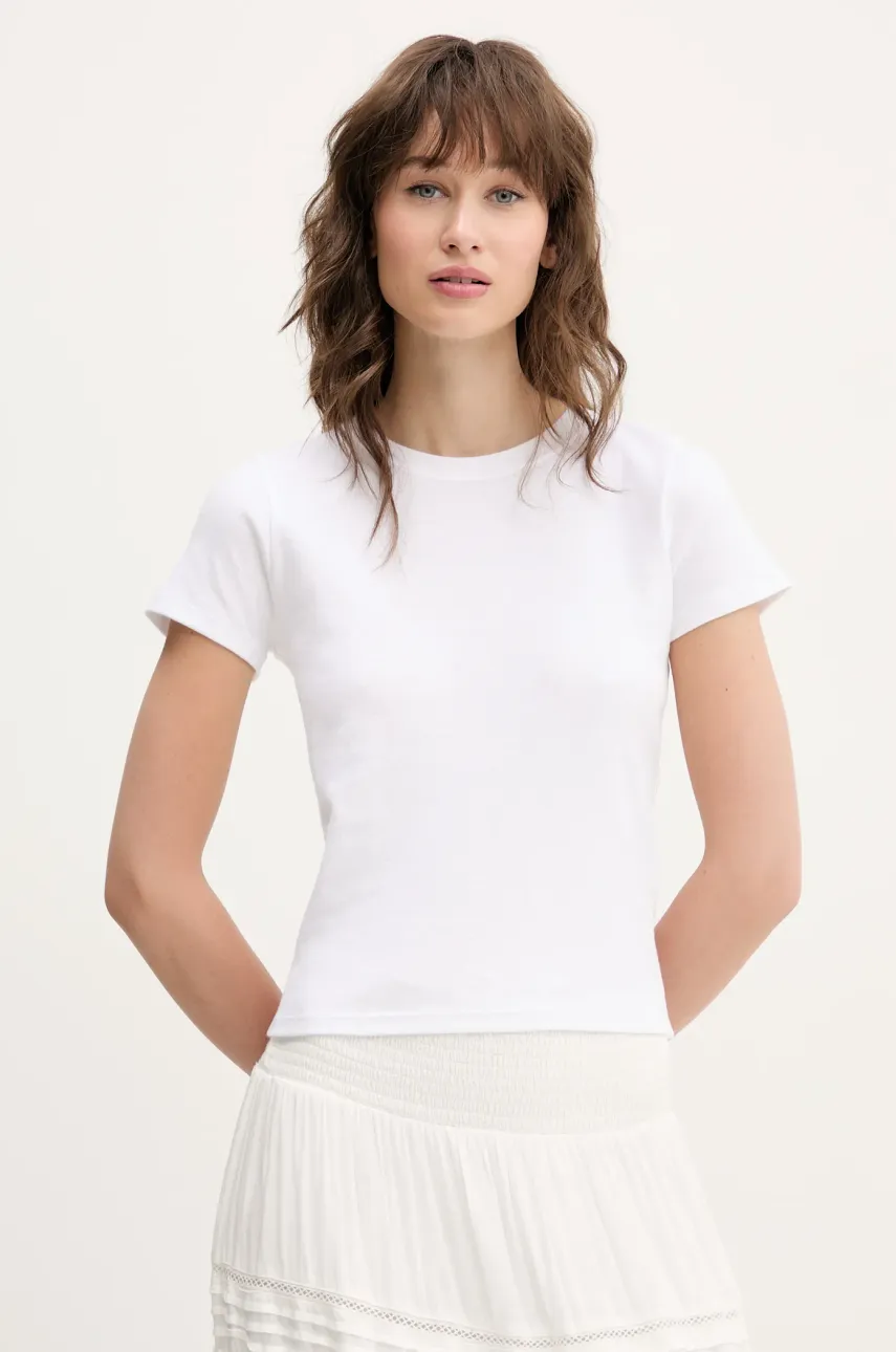 Βαμβακερό μπλουζάκι Hollister Co. χρώμα: άσπρο, KI339-5061
