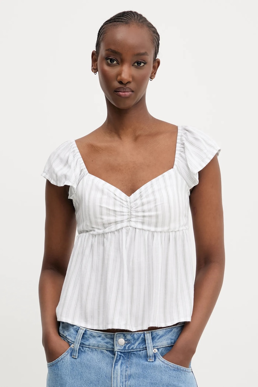 Μπλουζάκι Hollister Co. χρώμα: άσπρο, KI340-5050