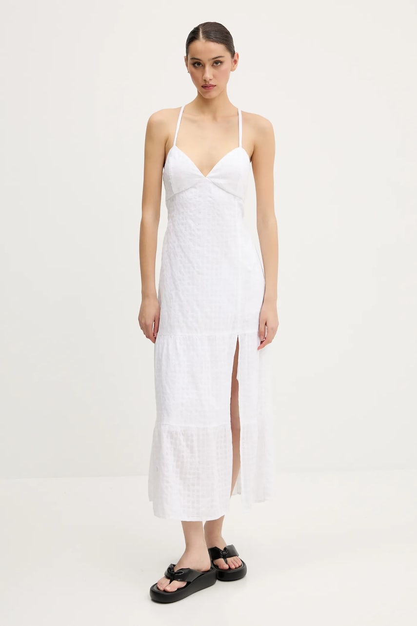 Βαμβακερό φόρεμα Hollister Co. χρώμα: άσπρο, KI359-5079