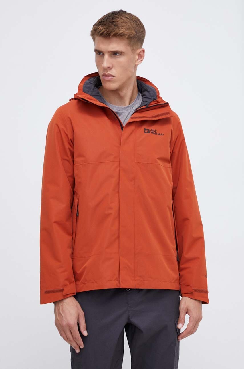 Αθλητικό μπουφάν Jack Wolfskin Luntal 3in1 χρώμα: πορτοκαλί