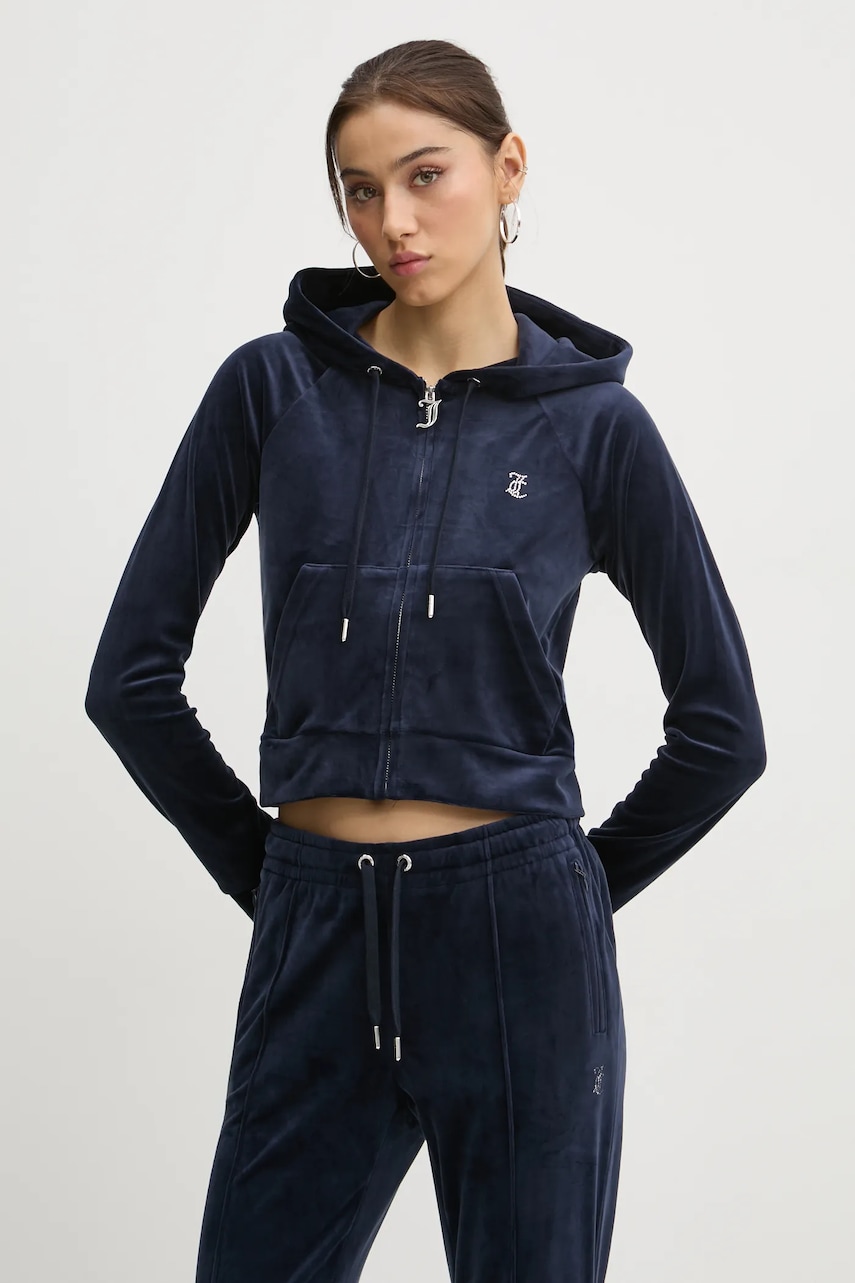 Μπλούζα Juicy Couture χρώμα: ναυτικό μπλε, με κουκούλα, JCWA122001
