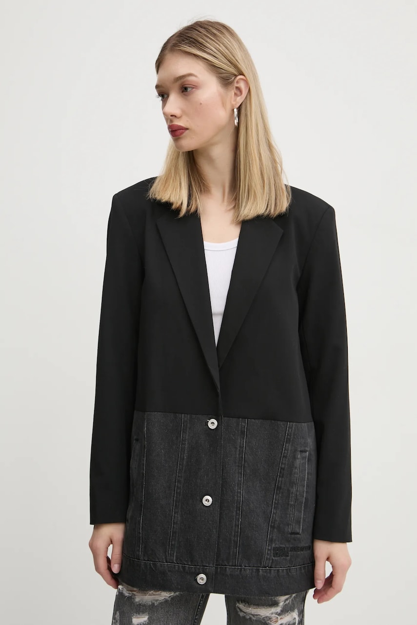 Σακάκι Karl Lagerfeld Jeans χρώμα: μαύρο, A1W14021