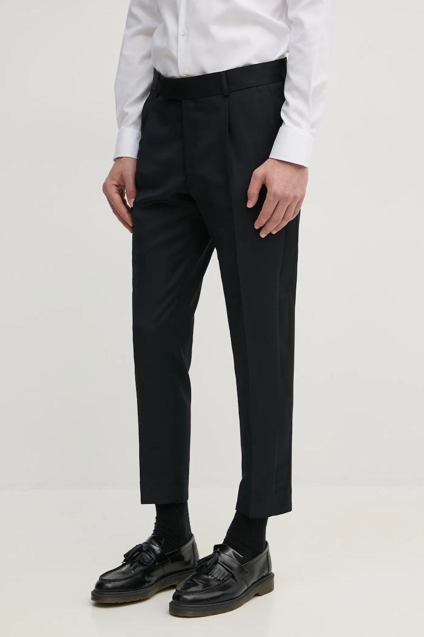 Μάλλινα παντελόνια Karl Lagerfeld KL STUDIO χρώμα: μαύρο, 552055.255422