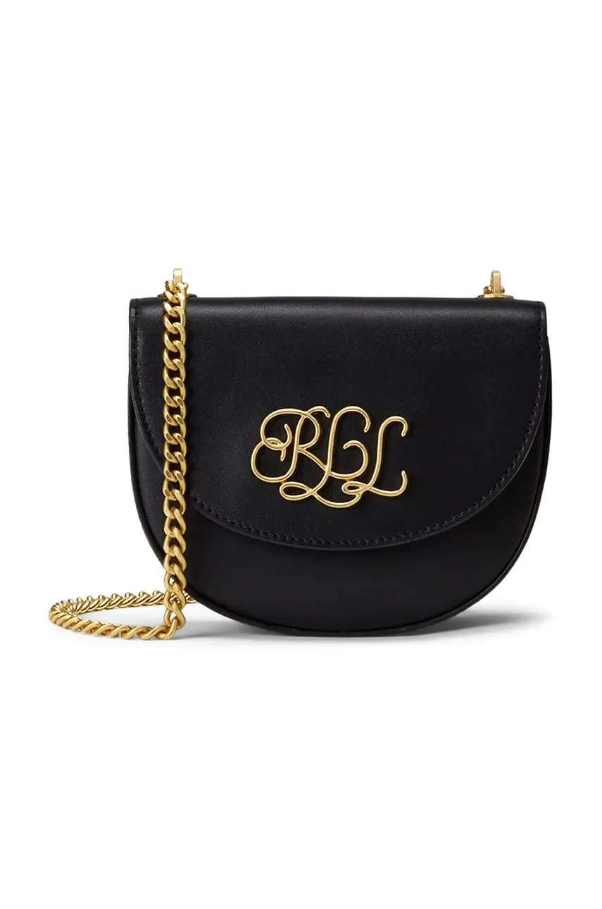 Δερμάτινη τσάντα Lauren Ralph Lauren χρώμα: μαύρο, 431958978