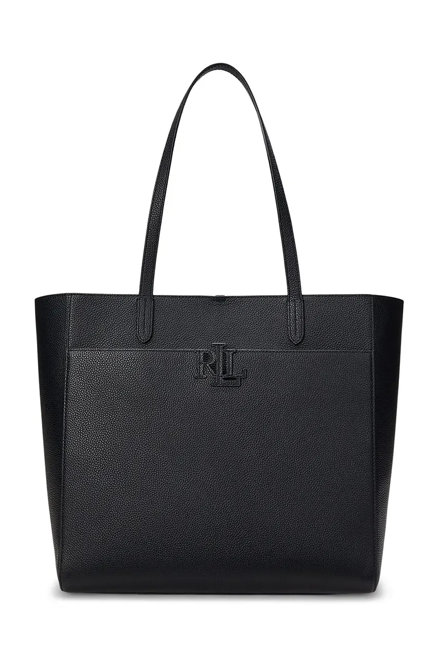 Δερμάτινη τσάντα Lauren Ralph Lauren χρώμα: μαύρο, 431960183