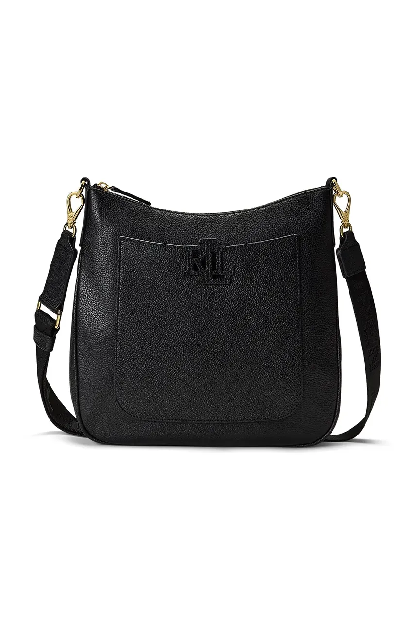 Δερμάτινη τσάντα Lauren Ralph Lauren χρώμα: μαύρο, 431970152