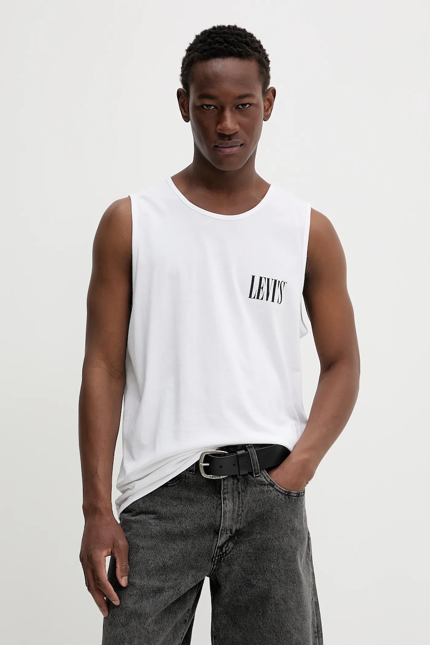 Βαμβακερό μπλουζάκι Levi's GRAPHIC ROWER TANK χρώμα: άσπρο, A7642