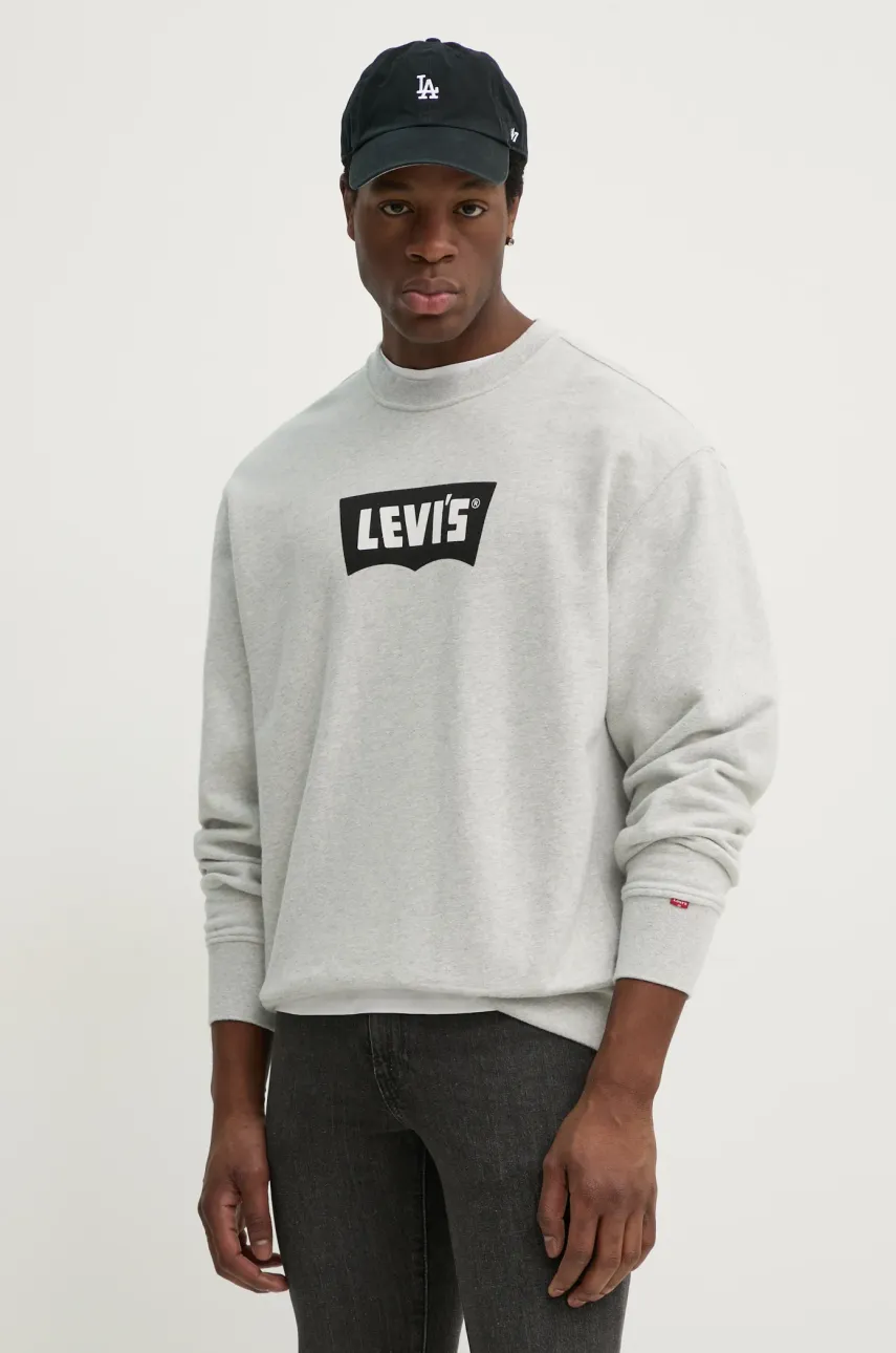 Βαμβακερή μπλούζα Levi's PREMIUM GRAPHIC CREW χρώμα: γκρι, 000MS