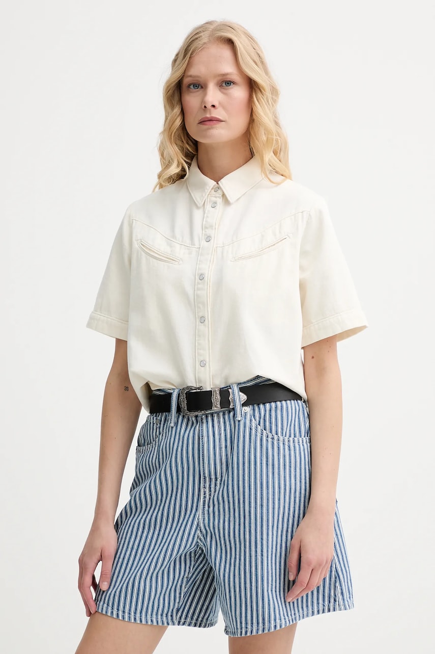 Τζιν πουκάμισο Levi's RINOA CAMP SHIRT χρώμα: μπεζ, 001SL