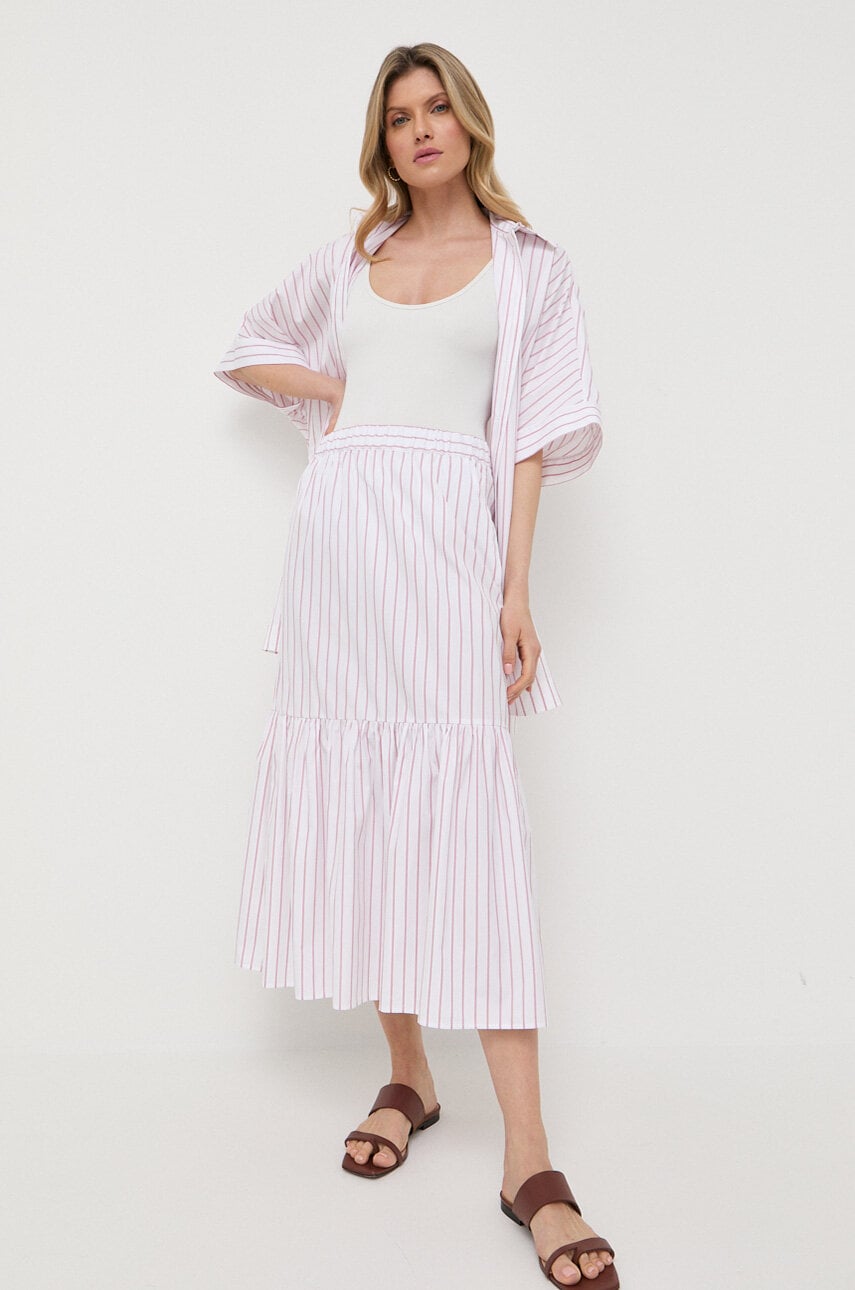 Βαμβακερή φούστα Max Mara Leisure χρώμα: άσπρο