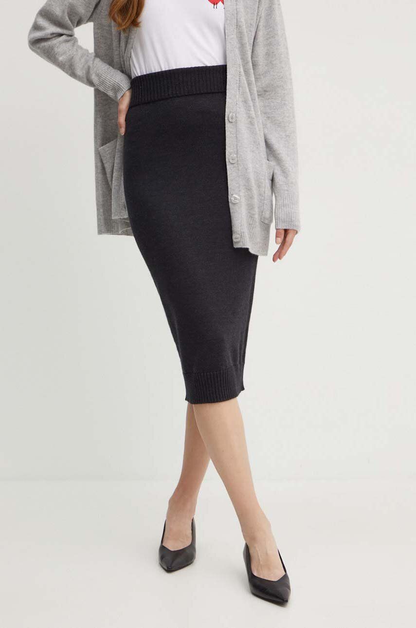 Μάλλινη φούστα Max Mara Leisure χρώμα: γκρι, 2426306018600