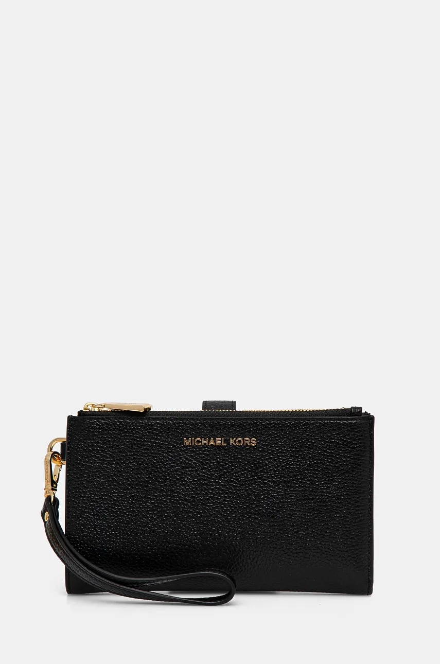 Δερμάτινο πορτοφόλι MICHAEL Michael Kors γυναικείο, χρώμα: μαύρο, 32T7GAFW4L