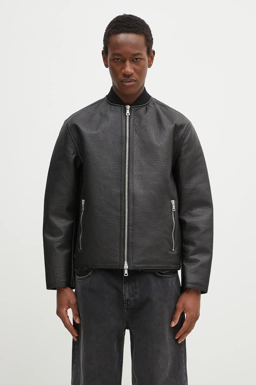 Δερμάτινο μπουφάν MKI MIYUKI ZOKU Shearling Bomber Jacket χρώμα: μαύρο, SHEARLING.BOMBER.JACKET