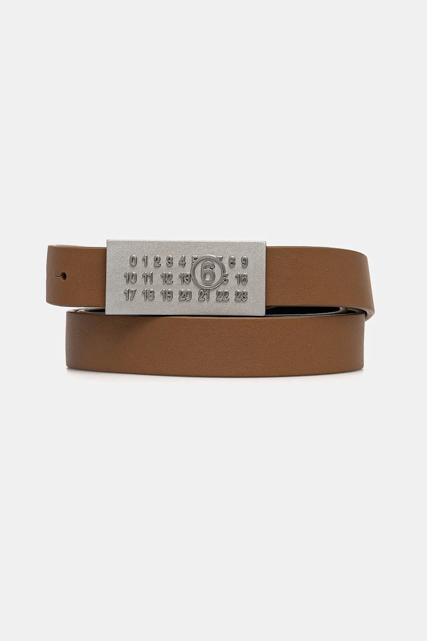 Δερμάτινη ζώνη MM6 Maison Margiela χρώμα: καφέ, SA6TP0010