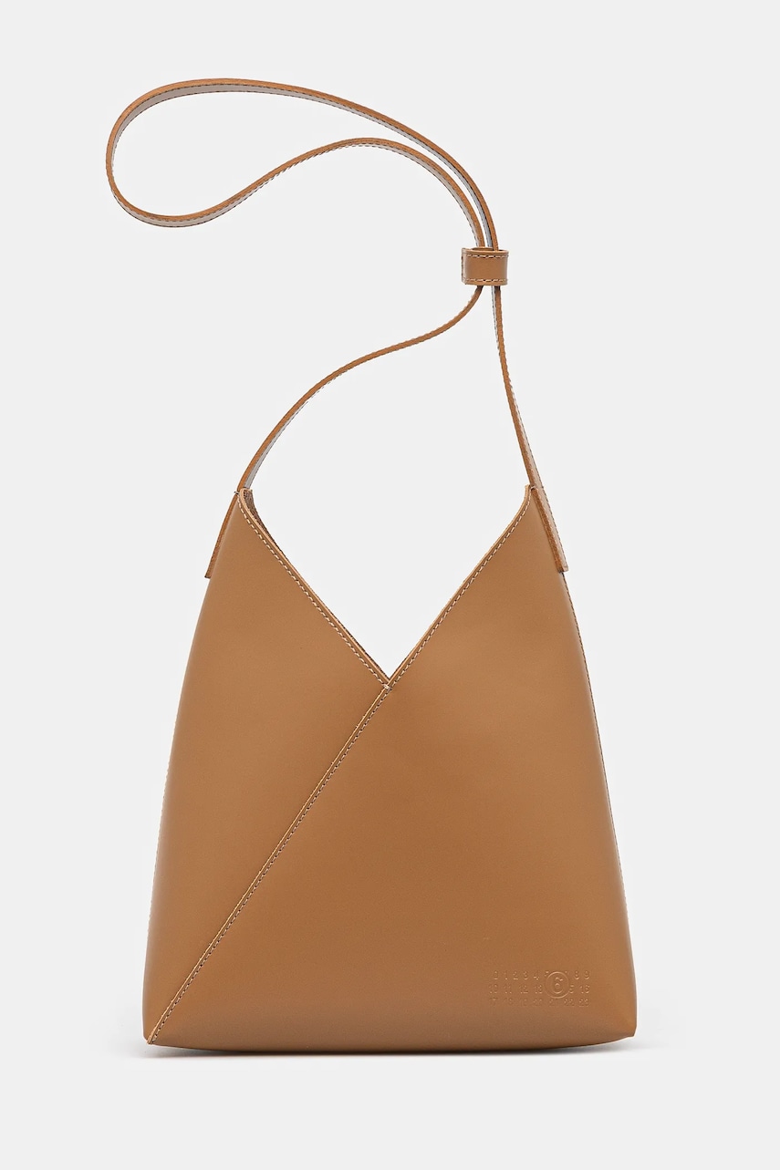 Δερμάτινη τσάντα MM6 Maison Margiela χρώμα: καφέ, SB6ZH0019