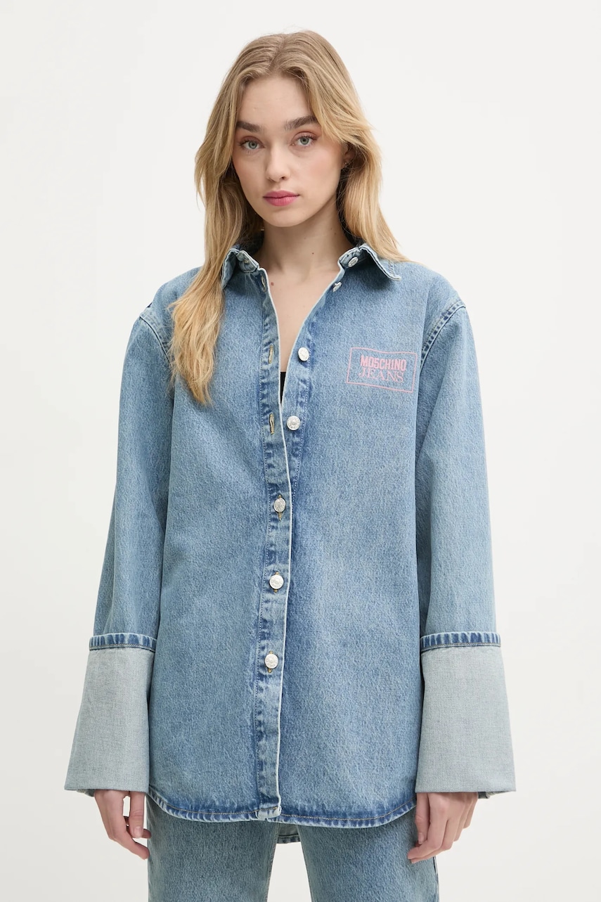 Τζιν πουκάμισο Moschino Jeans χρώμα: μπλε, 0216 3217