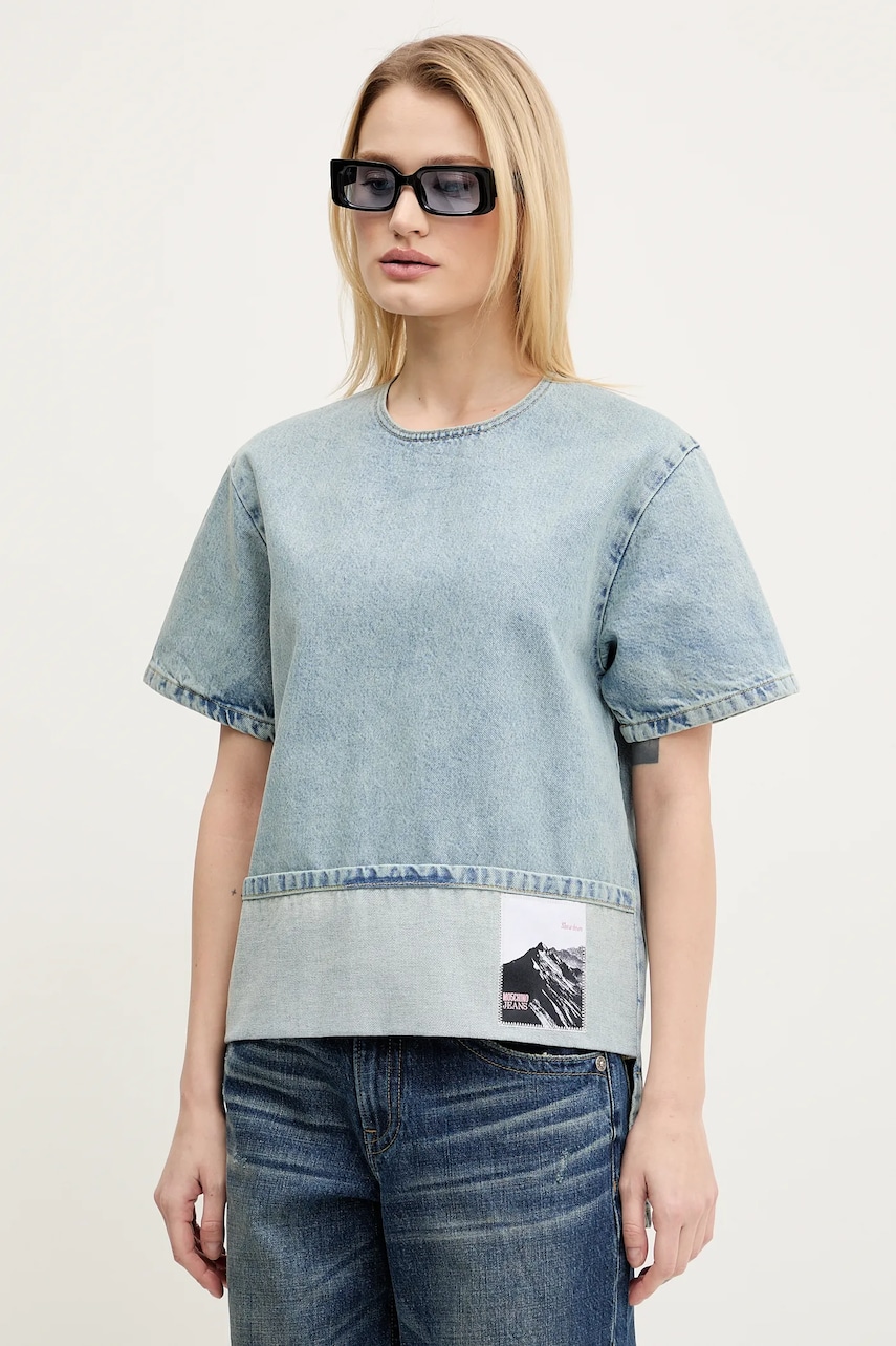 Μπλουζάκι τζιν Moschino Jeans χρώμα: μπλε, 0217 3217