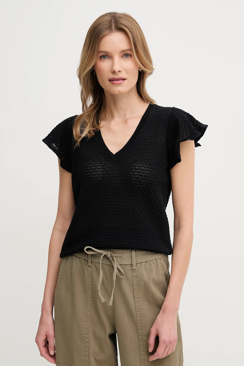 Βαμβακερό πουλόβερ Mos Mosh γυναικείο, χρώμα: μαύρο, 168800