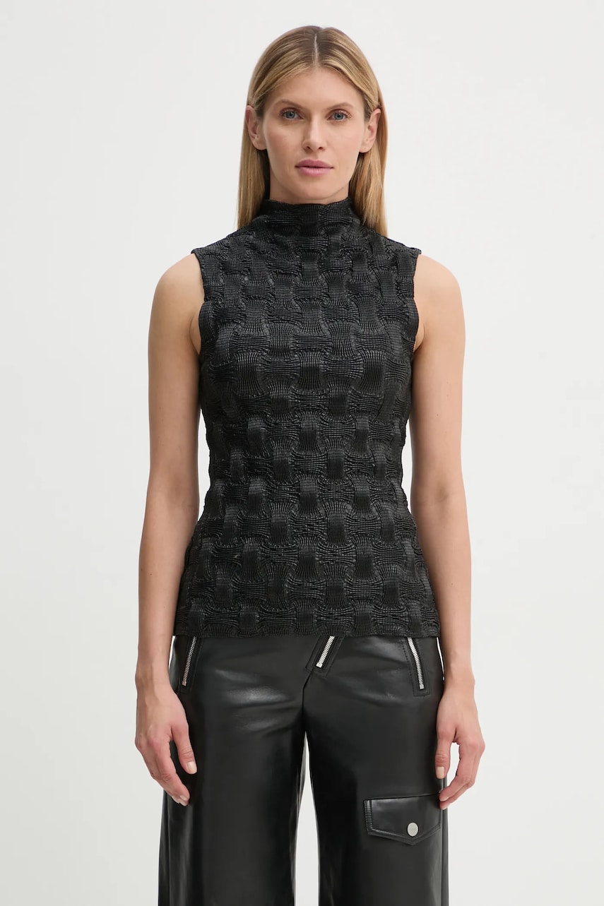 Μπλουζάκι Nanushka HARRIET χρώμα: μαύρο, NW24FWTP32400