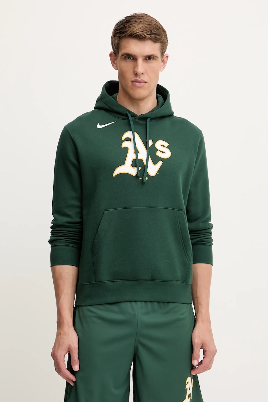 Μπλούζα Nike Oakland Athletics χρώμα: πράσινο, με κουκούλα, NKDK-3EY-FZ-CKX