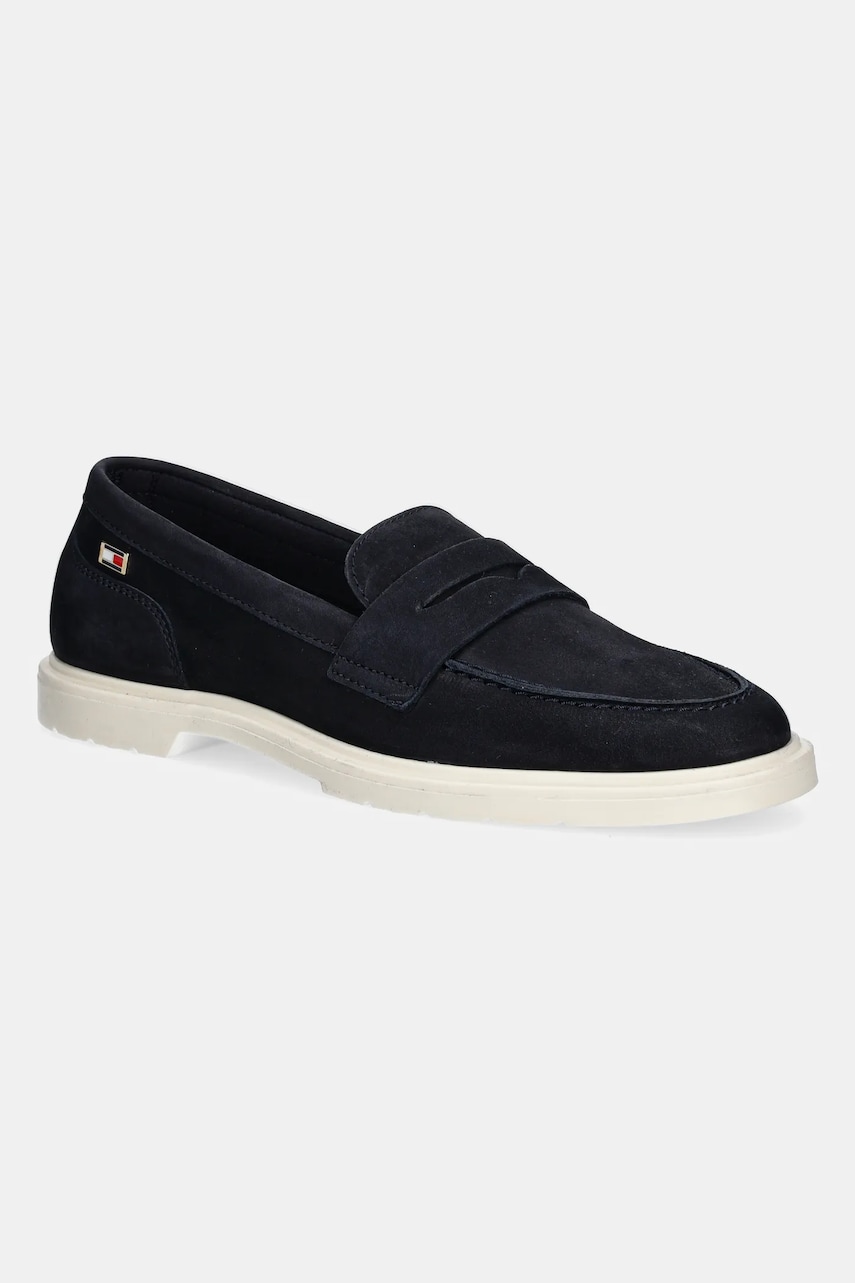 Μοκασίνια nubuck Tommy Hilfiger FLAG SOFT NUBUCK LOAFER χρώμα: ναυτικό μπλε, FW0FW08679