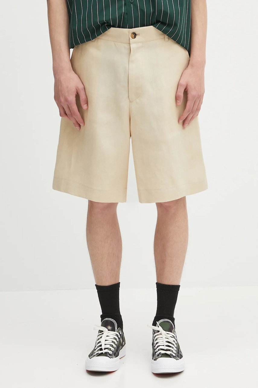 Σορτς από λινό Paul Smith ανδρικό, χρώμα: μπεζ, M1R-437Z-P01427