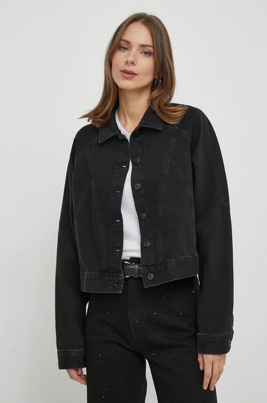 Τζιν μπουφάν Pepe Jeans FOXY DECO χρώμα: μαύρο PL402248