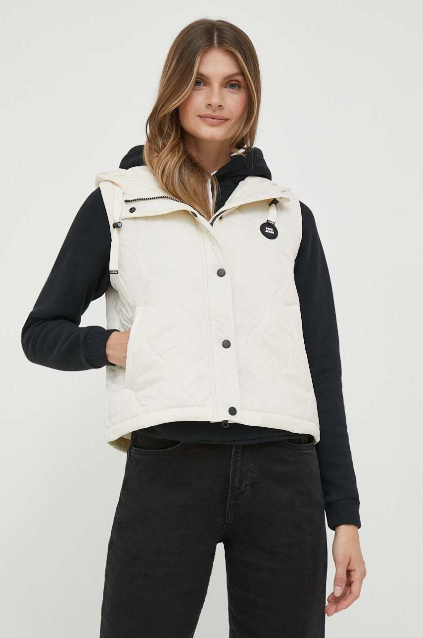 Αμάνικο μπουφάν Pepe Jeans Nina χρώμα: μπεζ