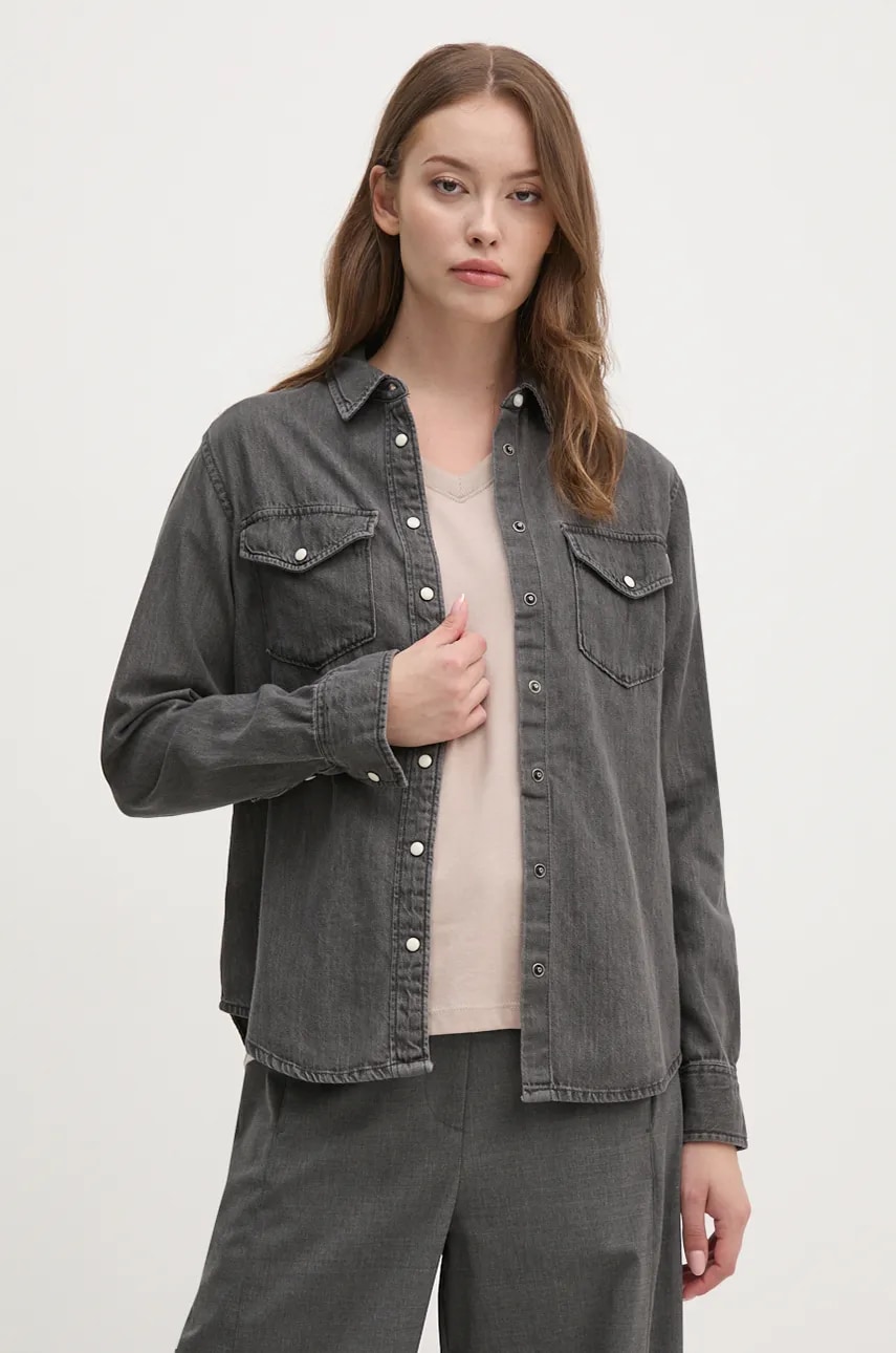 Τζιν πουκάμισο Pepe Jeans REGULAR SHIRT χρώμα: γκρι, PL304894XM6