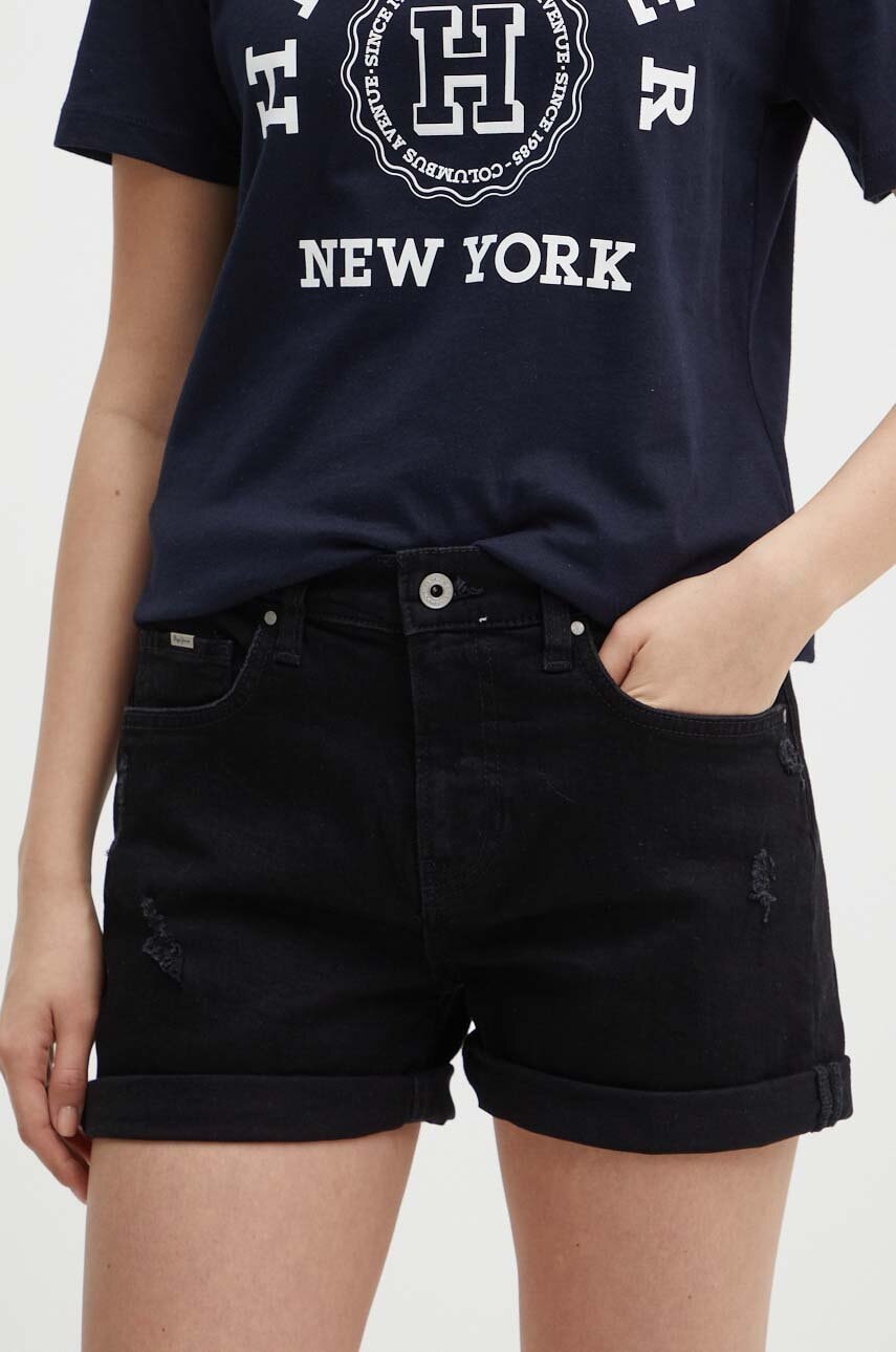 Τζιν σορτς Pepe Jeans STRAIGHT SHORT HW STRAIGHT SHORT HW χρώμα: μαύρο, PL801108XG8 PL801108XG8