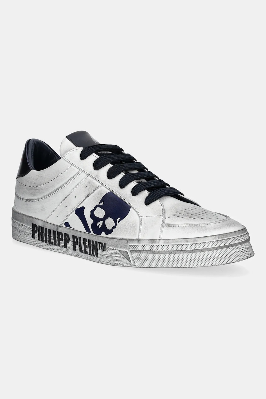 Δερμάτινα αθλητικά παπούτσια Philipp Plein Lo-Top Retrokickz TM χρώμα: άσπρο, USC0634 PLE005N 0114