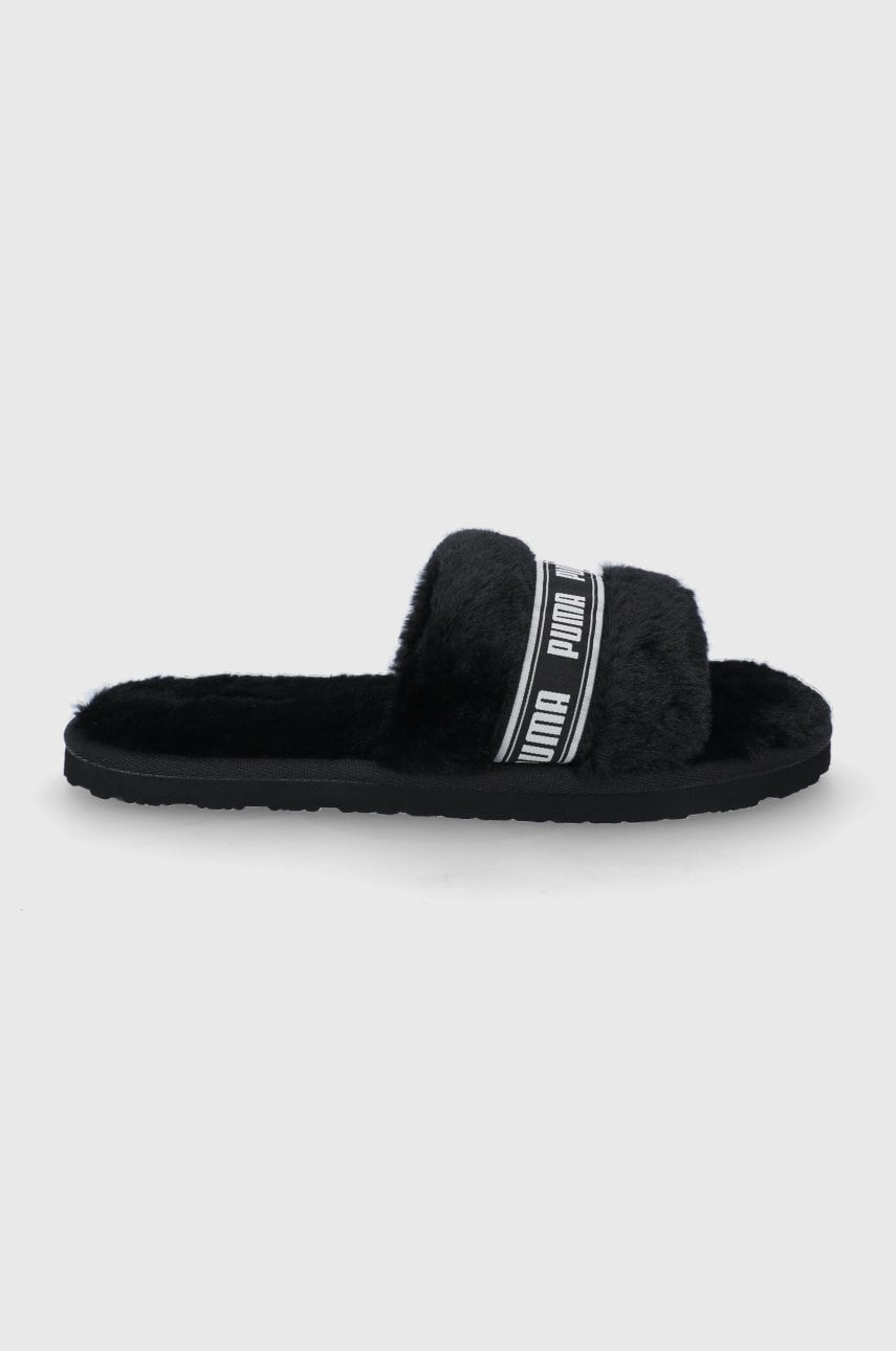 Παντόφλες Puma Puma Fluff χρώμα: μαύρο