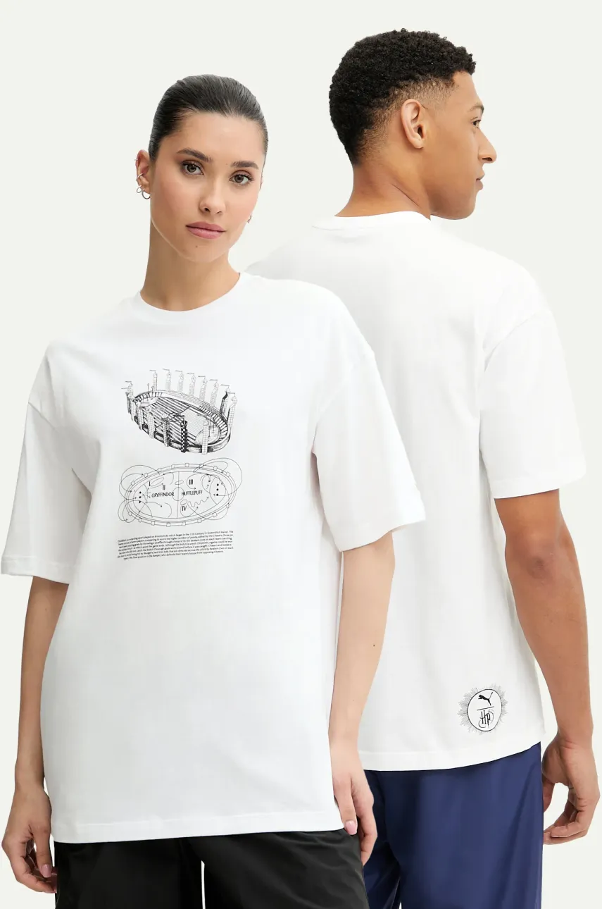 Βαμβακερό μπλουζάκι Puma PUMA x HARRY POTTER χρώμα: άσπρο, 630092