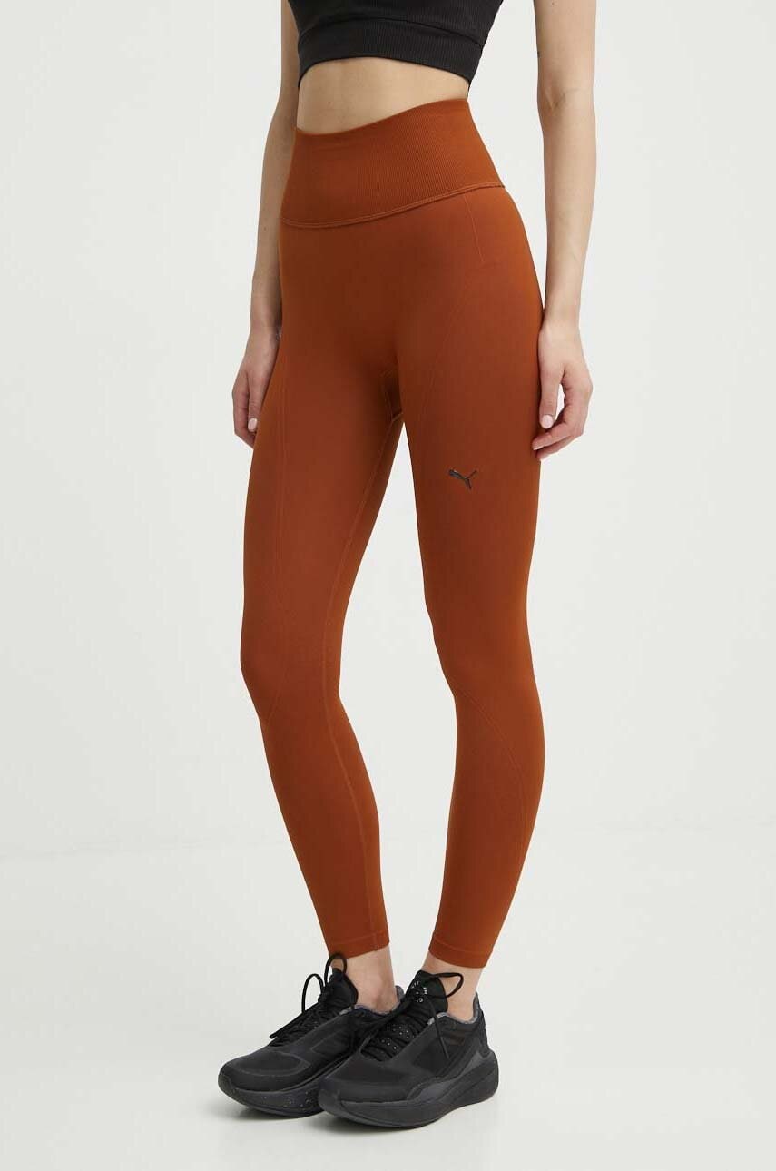 Κολάν προπόνησης Puma Shapeluxe Seamless χρώμα: καφέ, 524360