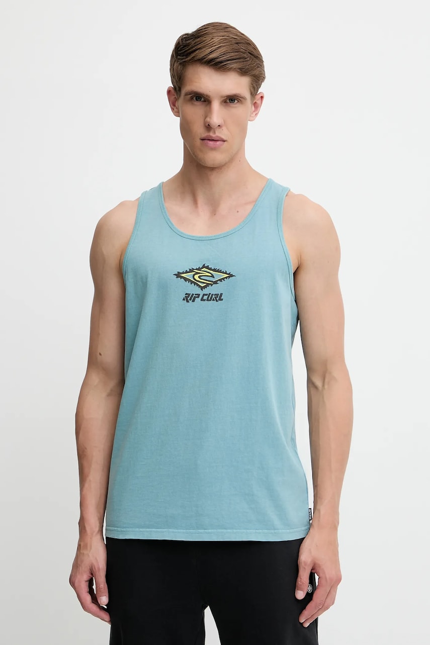 Βαμβακερό μπλουζάκι Rip Curl RAW ENERGY χρώμα: τιρκουάζ, 0OKMTE