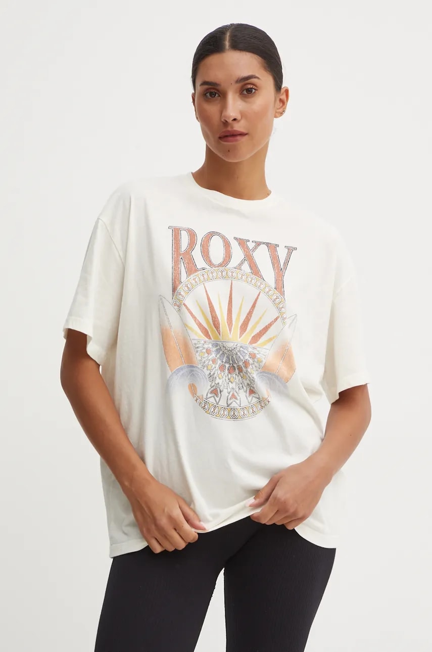 Μπλουζάκι Roxy Dreamers Woman χρώμα: μπεζ, ERJZT05812