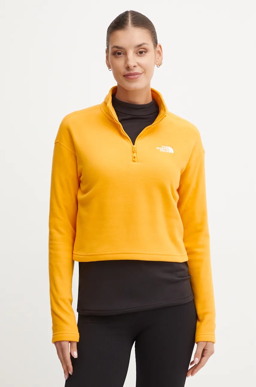 Αθλητική μπλούζα The North Face 100 Glacier Cropped χρώμα: κίτρινο, NF0A855N56P1