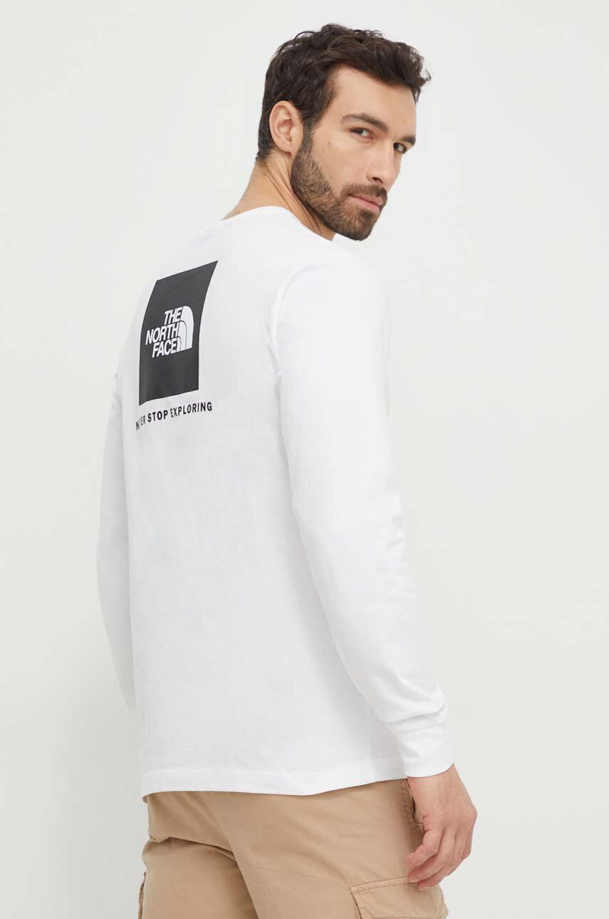 Βαμβακερή μπλούζα με μακριά μανίκια The North Face M L/S Redbox Tee χρώμα: μπεζ, NF0A87NNFN41