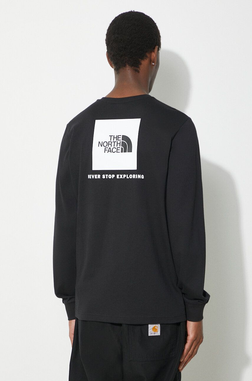 Βαμβακερή μπλούζα με μακριά μανίκια The North Face M L/S Redbox Tee χρώμα: μαύρο, NF0A87NNJK31