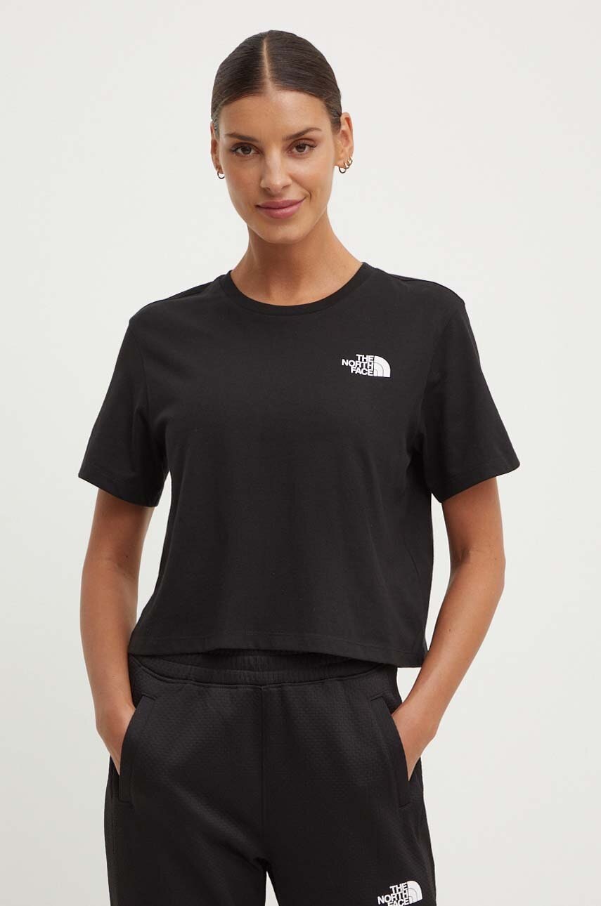 Μπλουζάκι The North Face W Simple Dome Cropped Slim Tee χρώμα: μαύρο, NF0A87U4JK31