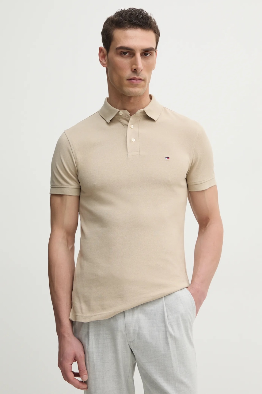 Πόλο Tommy Hilfiger χρώμα: μπεζ, MW0MW17771