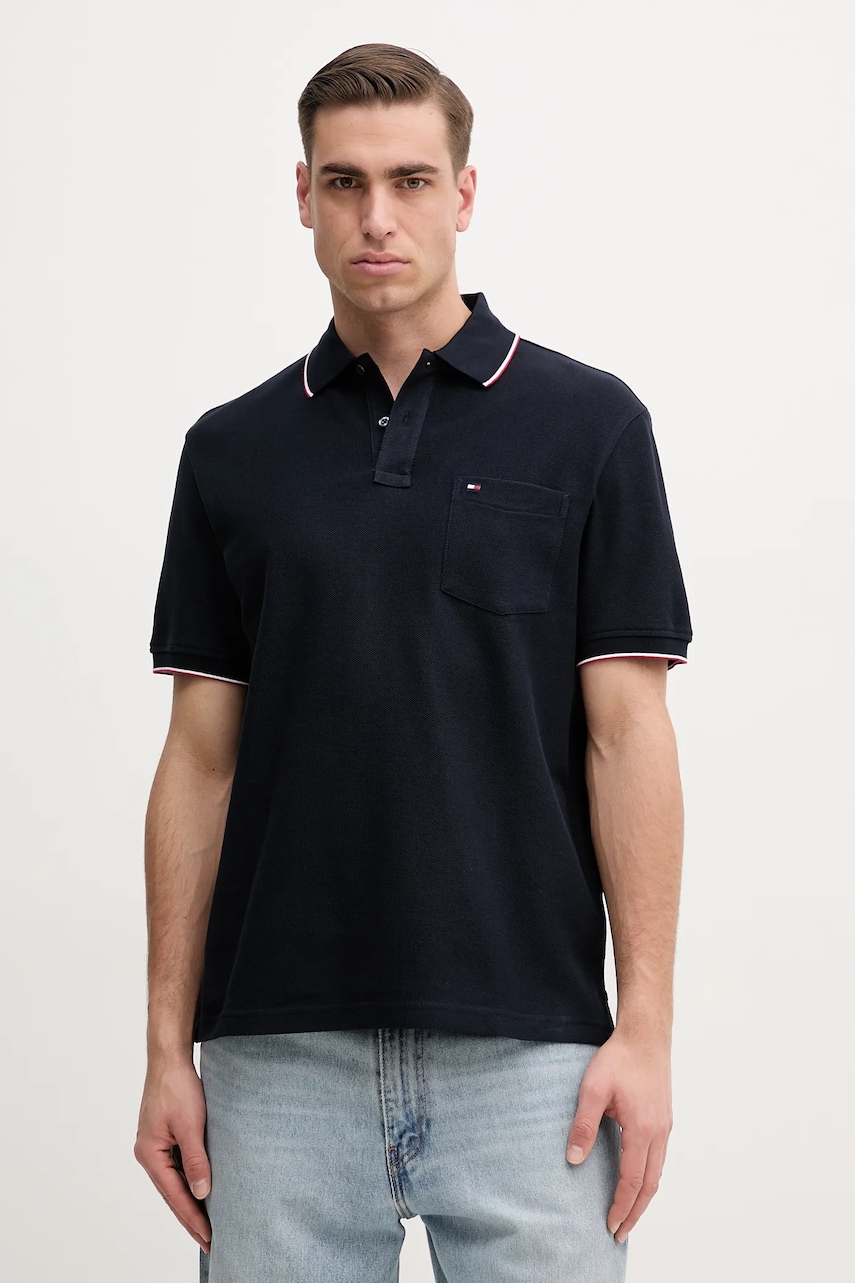 Βαμβακερό μπλουζάκι πόλο Tommy Hilfiger ανδρικό, χρώμα: ναυτικό μπλε, MW0MW38457