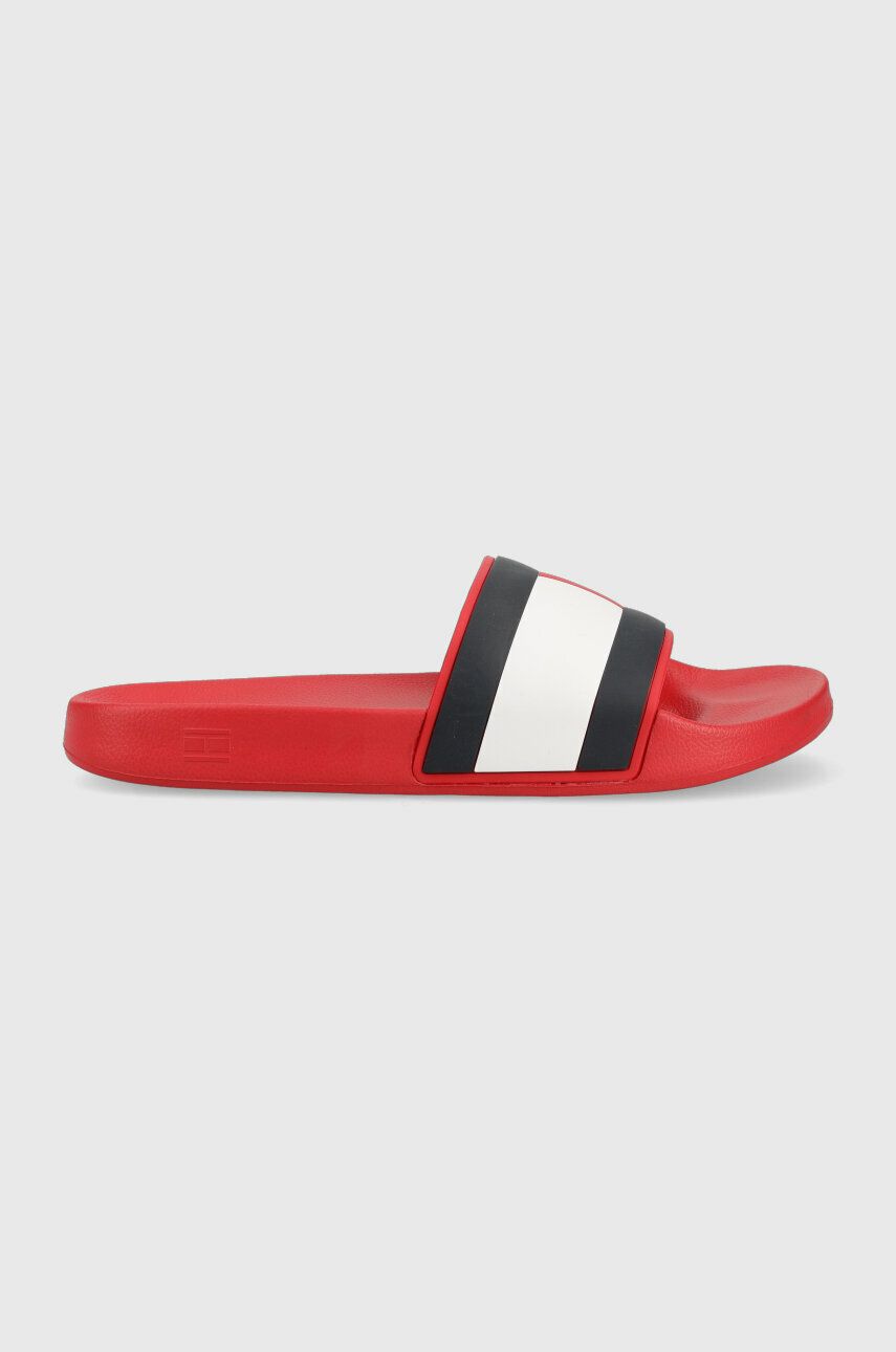 Παντόφλες Tommy Hilfiger RUBBER TH FLAG POOL SLIDE χρώμα: κόκκινο, FM0FM04263