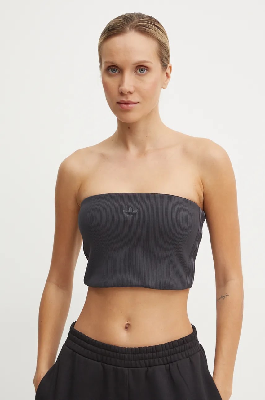 Top adidas Originals Femme Galore Rib Tube Top χρώμα: μαύρο, JN3026