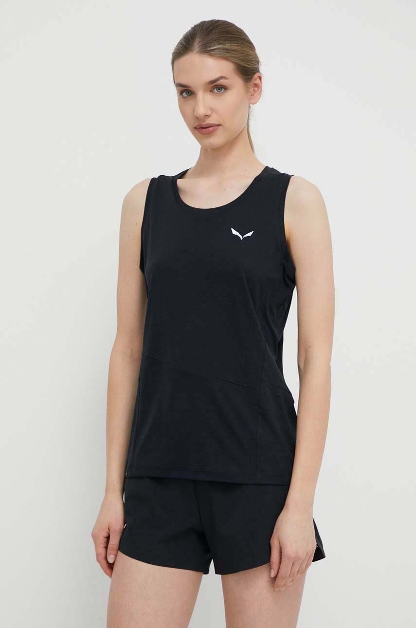 Αθλητικό top Salewa Puez Sporty γυναικείο, χρώμα: μαύρο, 00-0000028634